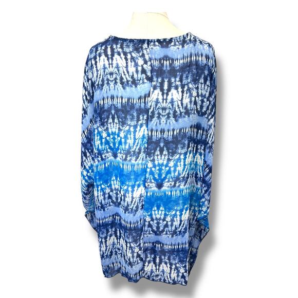 Soleillee Women’s V- Neck Bead Embellished Lightweight Sheer Kaftan Tunic 3X - Picture 7 of 13